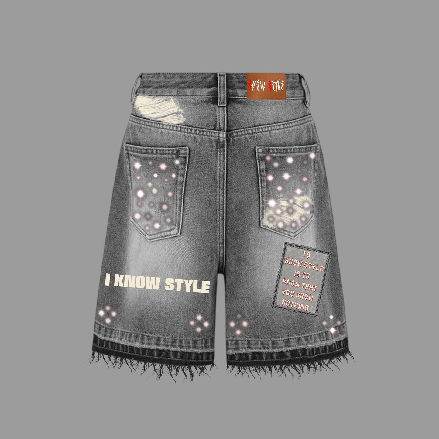 Distressed rhinestone Jorts