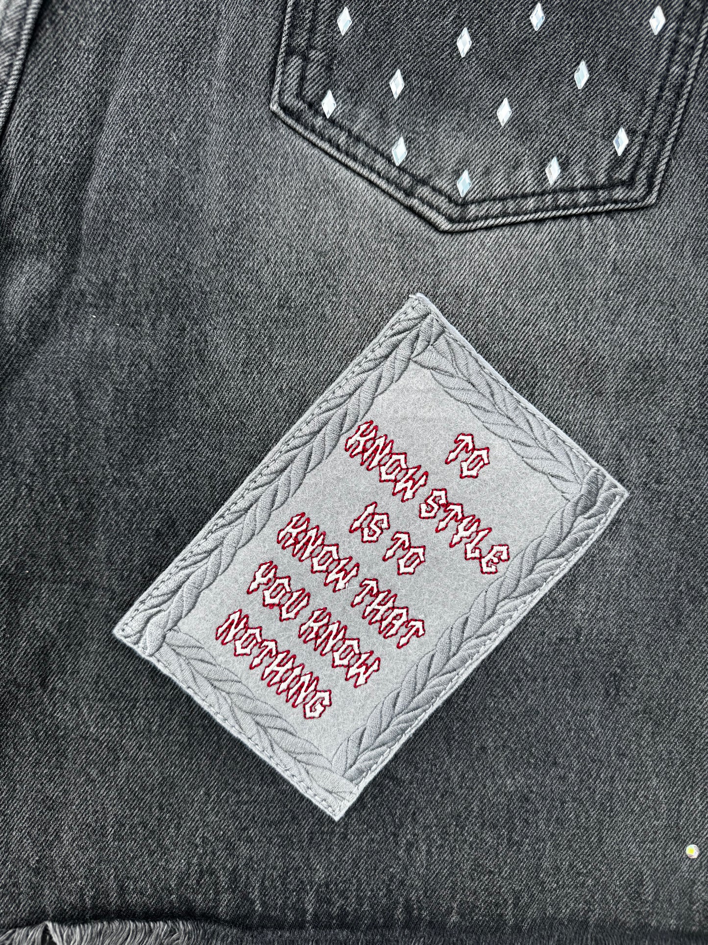 Distressed rhinestone Jorts
