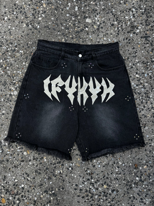 Distressed rhinestone Jorts