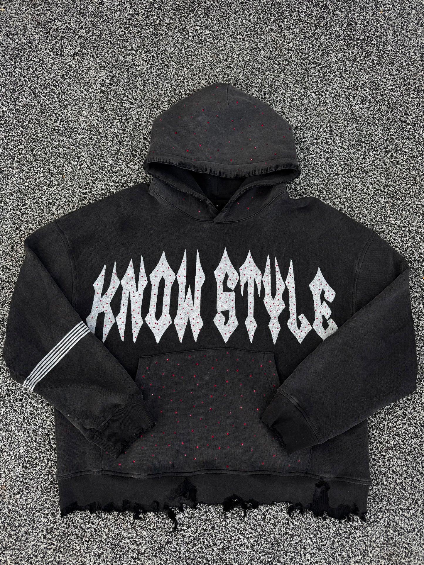 Rhinestone Distressed Hoodie