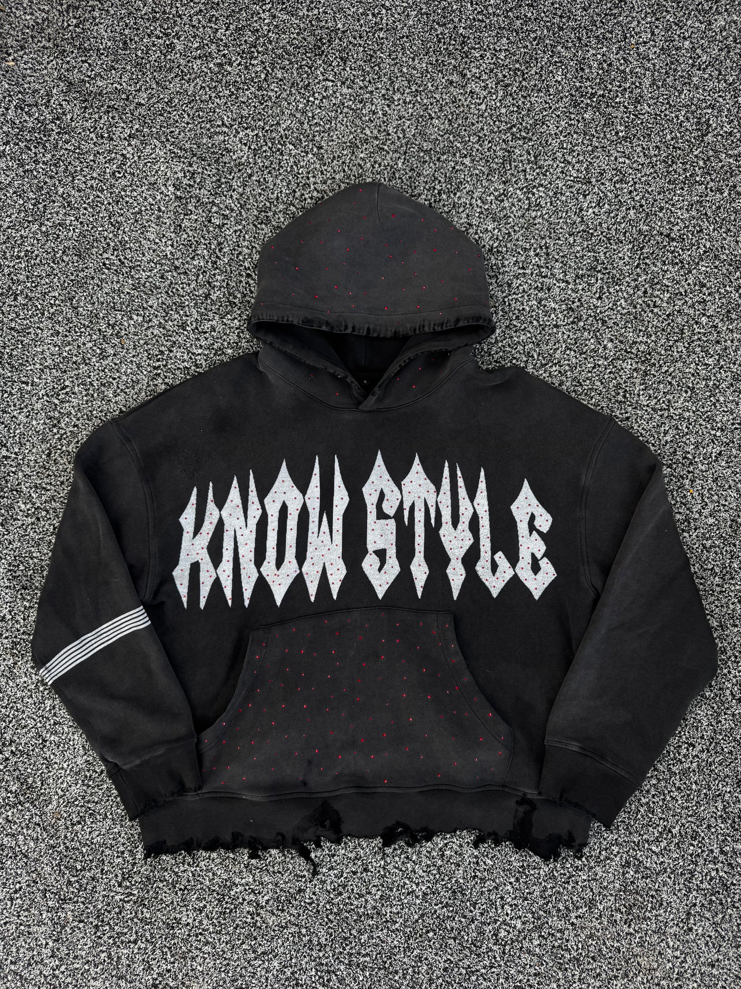 Rhinestone Distressed Hoodie