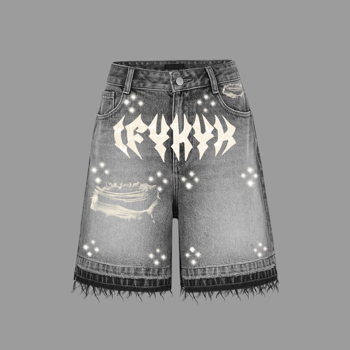 Distressed rhinestone Jorts
